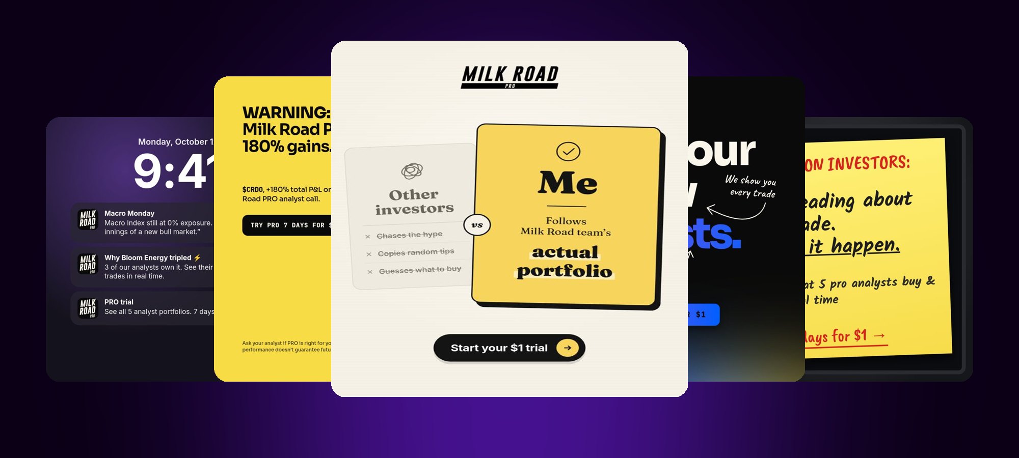 Static ads produced by Impact3 for Milk Road PRO